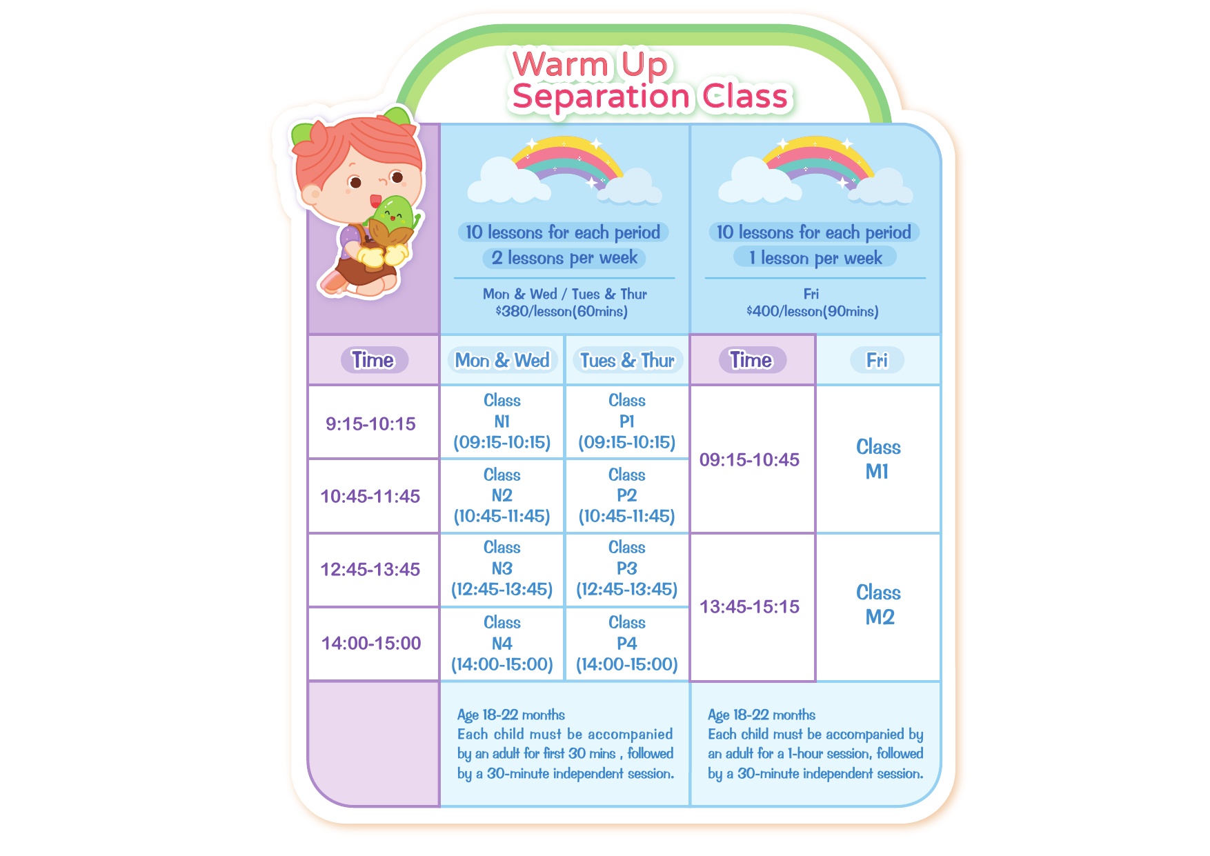 Separation Class Timetable